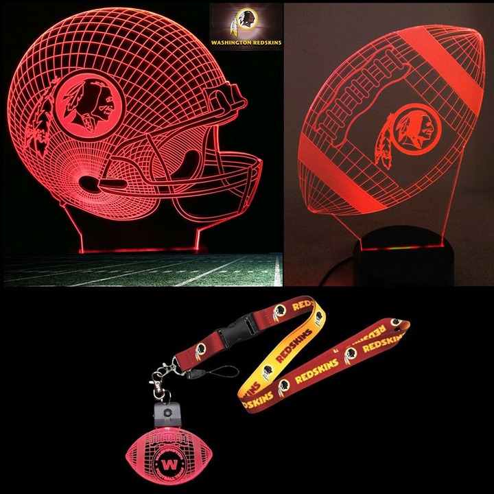 Washington Redskins 3D Football Helmet Lanyard & Key Combo Illusion Lights Washington Redskins 3D Football Helmet Lanyard & Key Combo Illusion Lights