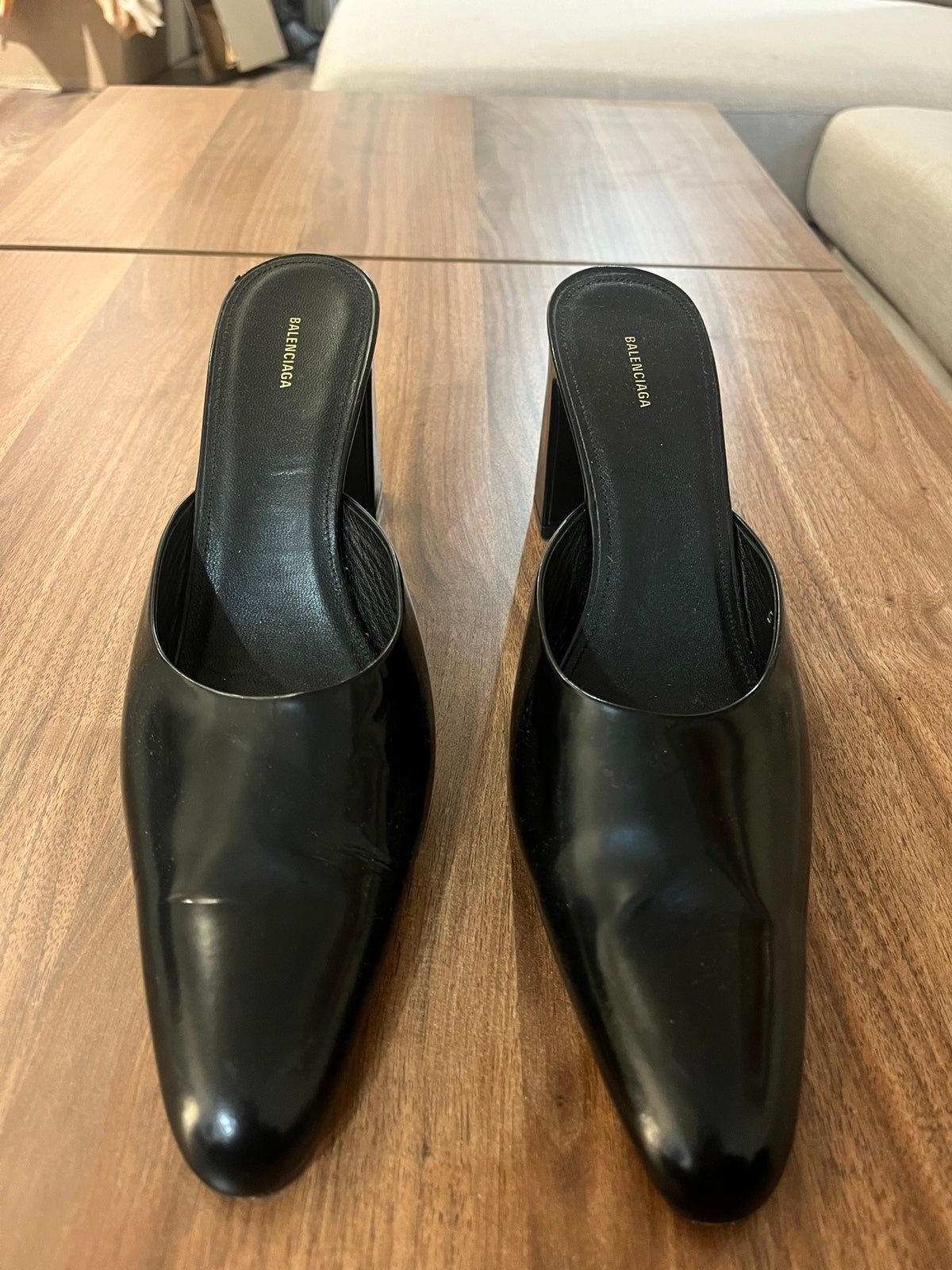 Balenciaga Black Leather Mules