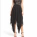 Aidan Mattox Handkerchief Dress Black Lace Nude Sleeveless Women's Size 6