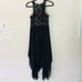 Aidan Mattox Handkerchief Dress Black Lace Nude Sleeveless Women's Size 6