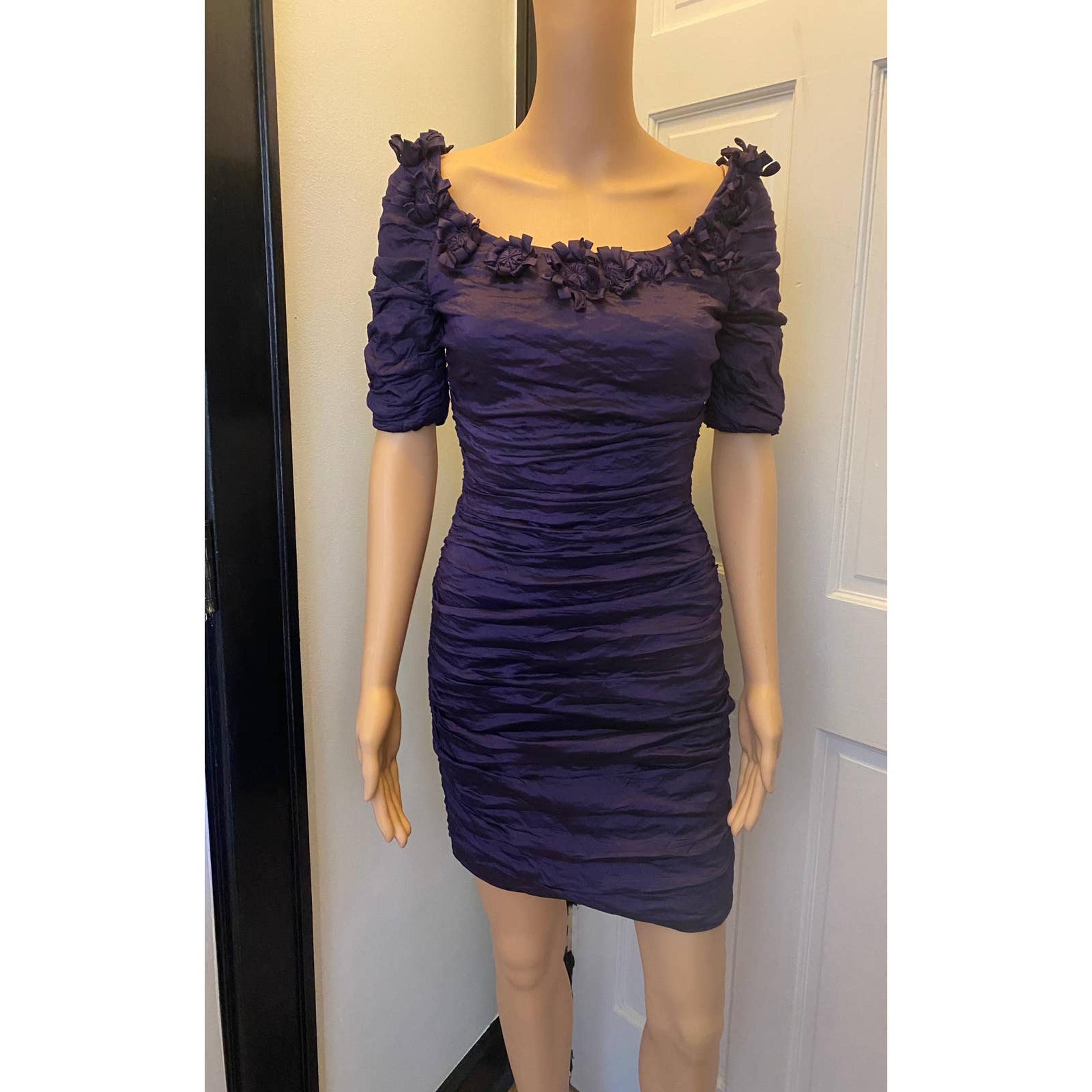 BCBGMaxazria Meredith Mini Dress Purple Midnight Holiday  Cocktail - Size 6