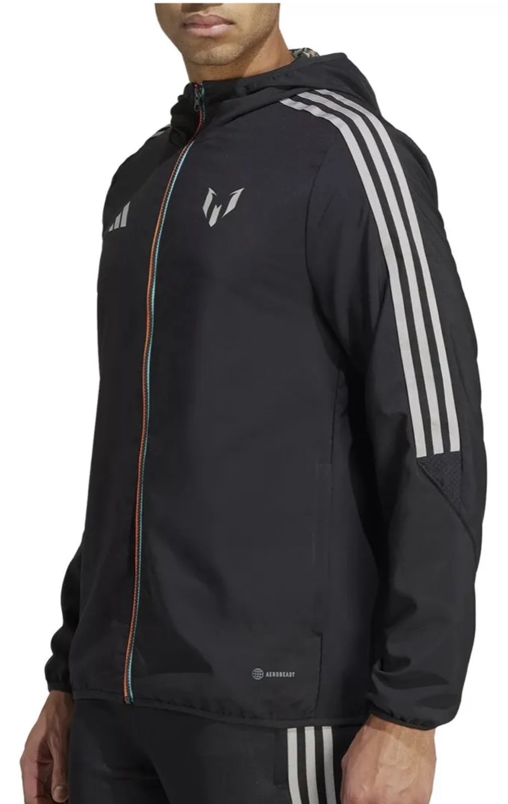 NWT Adidas Lionel Messi Windbreaker Black Football Soccer Hoodie Zip-Up XXL