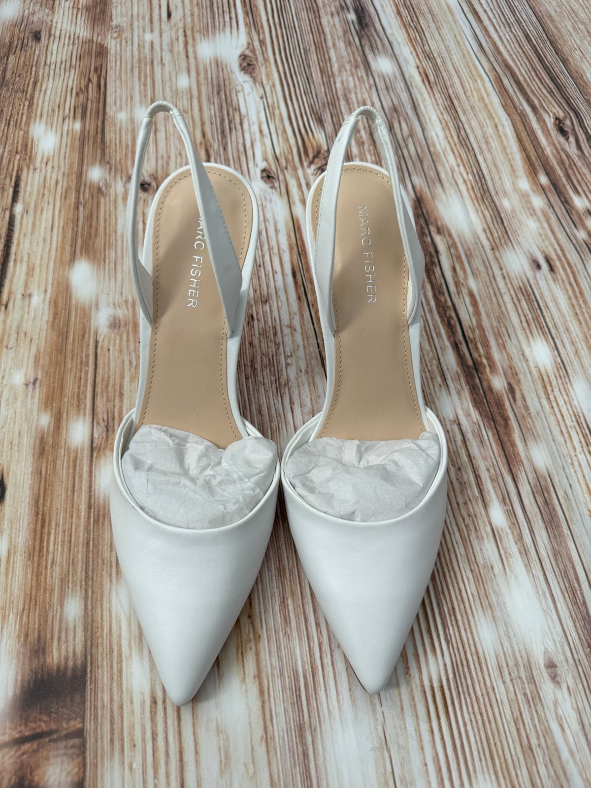 Marc Fisher Women's Hadya Slingback White Leather Pumps Shoes Size 8.5 M