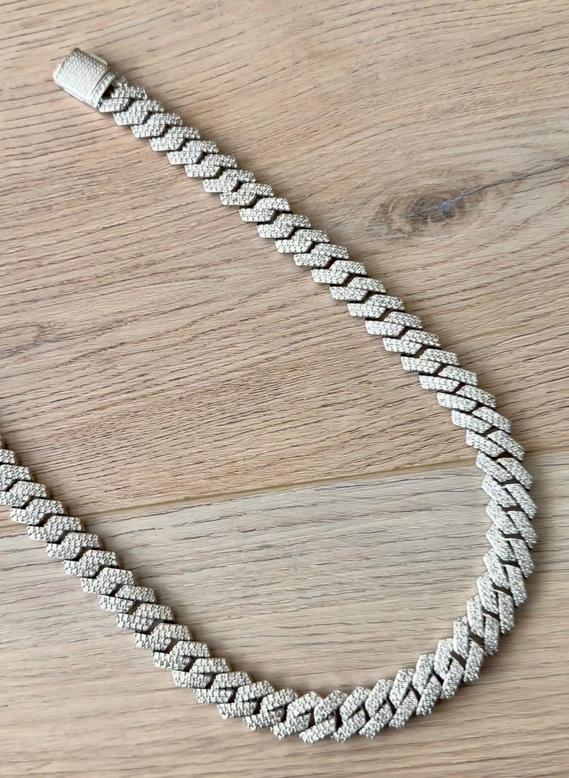 Iced out Cuban Link Silver Lab Made Diamond Brand New Heavy weight NO FADE