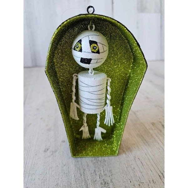 Pier 1 mummy coffin glitter Halloween decor rare
