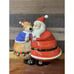 Santa & Reindeer Drinking Holiday Cheer Funny Cookie Jar 12”