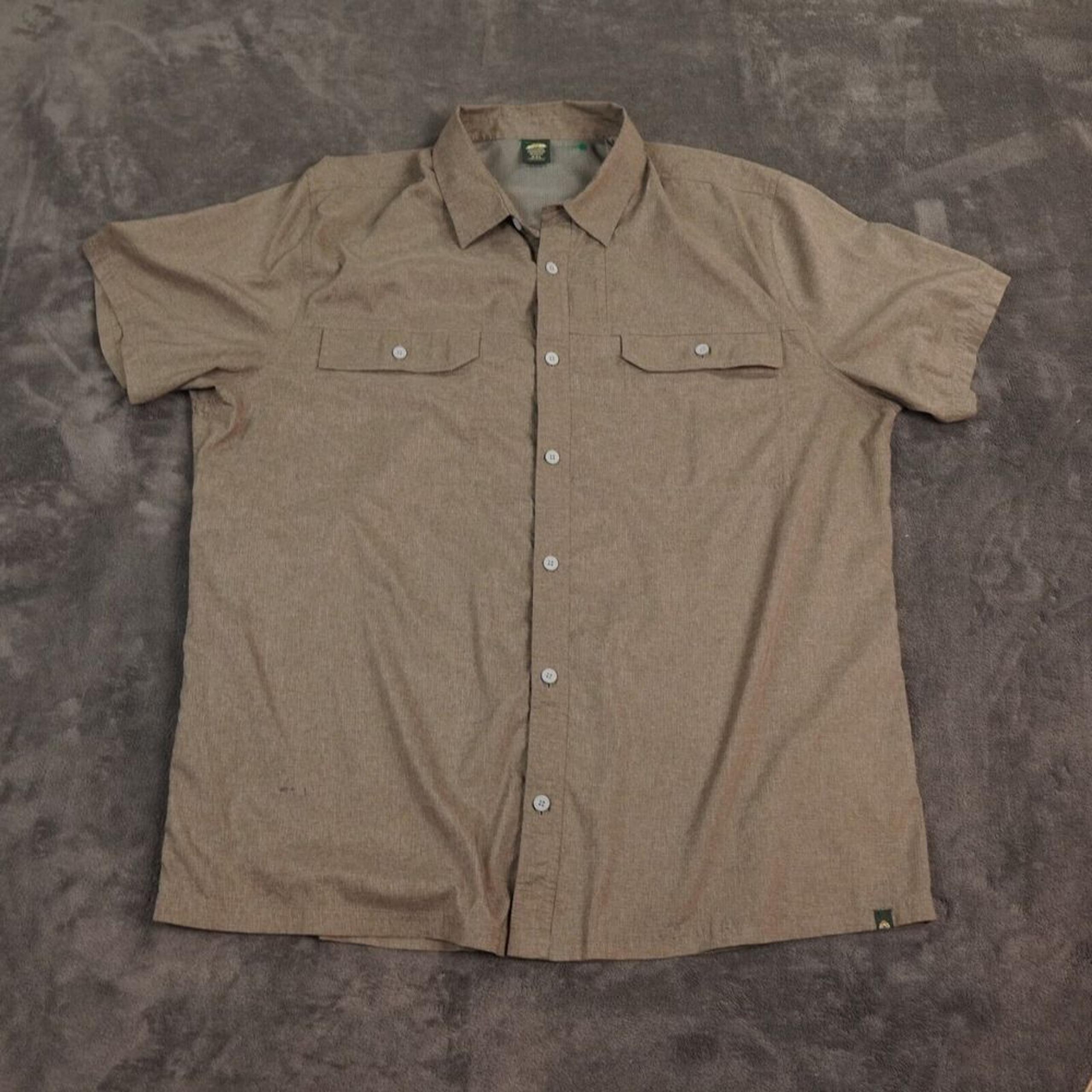 EMS Eastern Mountain Sports Shirt Mens XXL Brown Camp Performance Hiking Vented