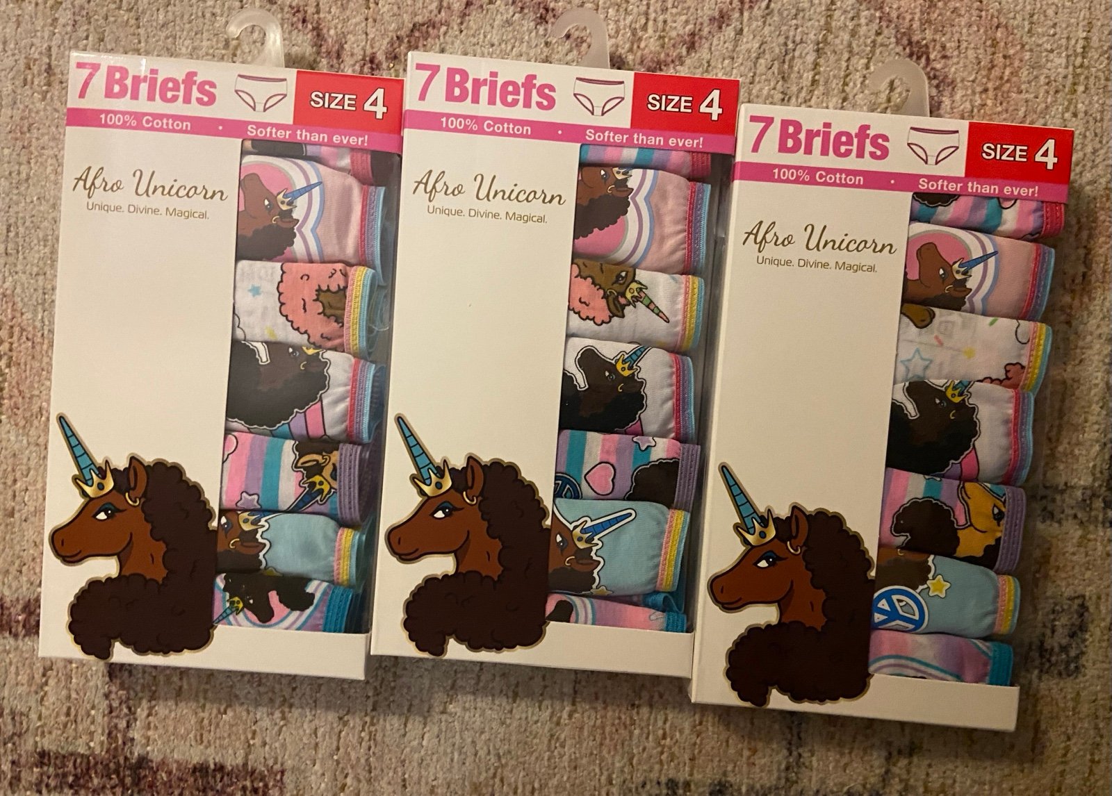 Afro Unicorn Girls' 7 Pack 100% Combed Cotton Underwear (3pk)