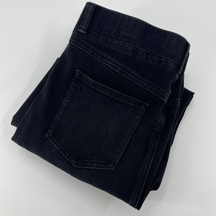 Betabrand Yoga Denim Womens Medium Long Black Pull On Wide Leg Cotton Stretch
