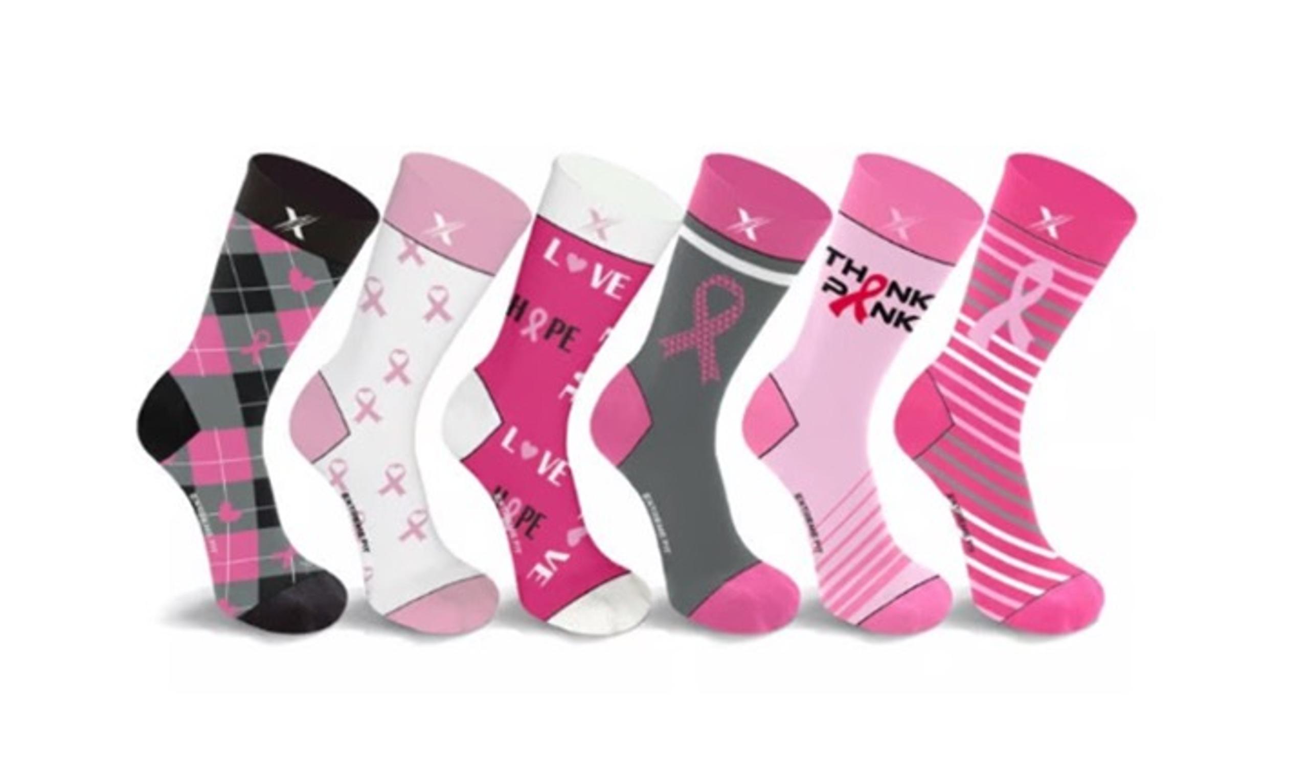 LARGE/X-LARGE Breast Cancer Crew Length Everyday Compression Socks (6pairs)