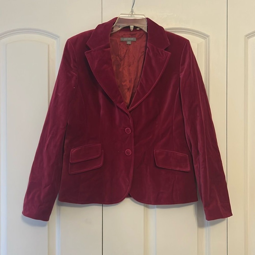 Ann Taylor Fuchsia Pink Velvet Blazer Size 10