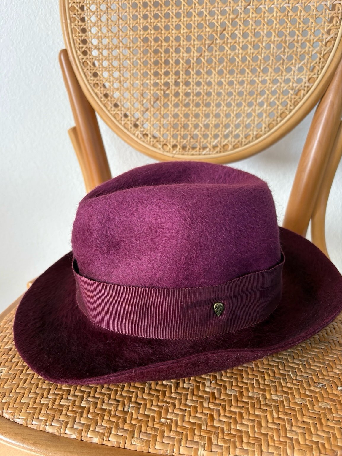 Helen Kaminski Rabbit Fur Felt Maroon Ombré Fedora Hat