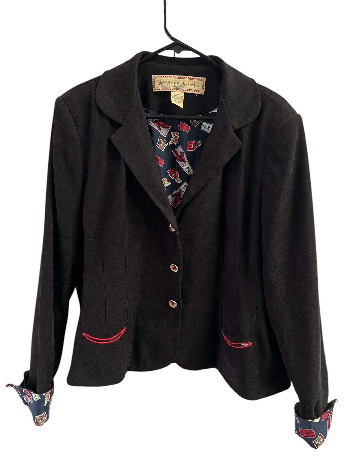 Desert diva vintage western horse black and pink blazer jacket