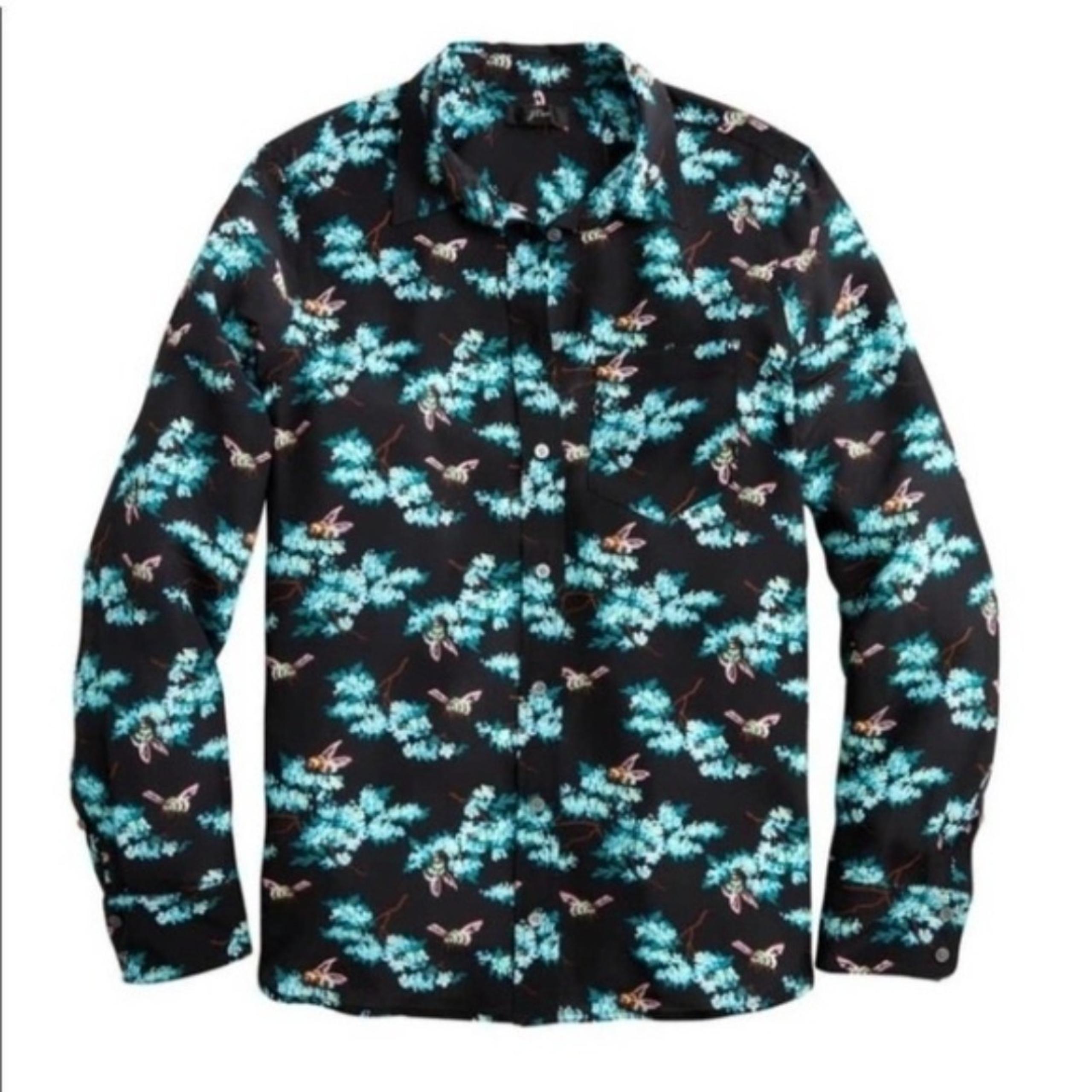 J. Crew Silk Botanical Bee Button Front Blouse Size 2