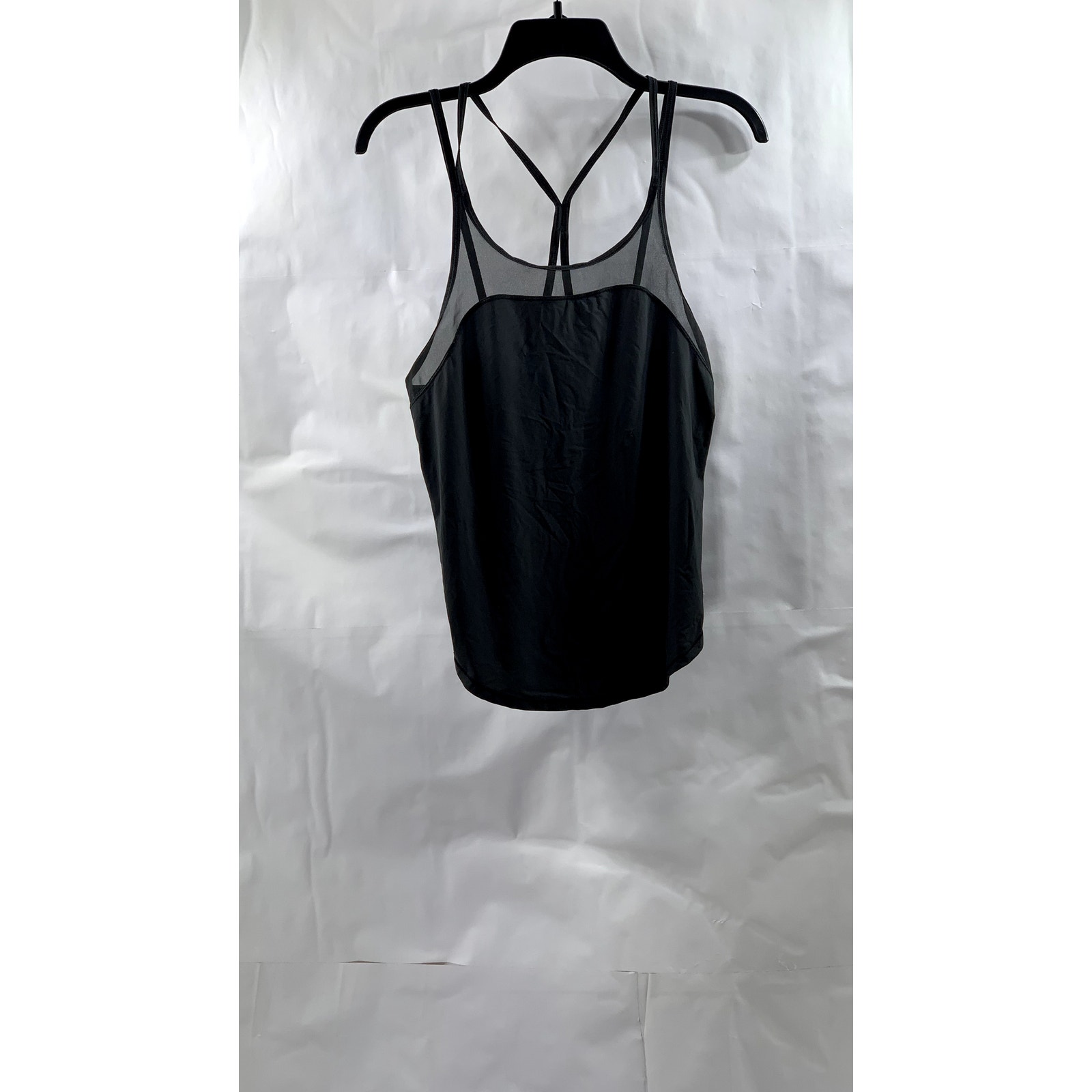 LULULEMON Women's Black Mesh Spaghetti Strap Racerback Side-Slit Tank Top SZ 4