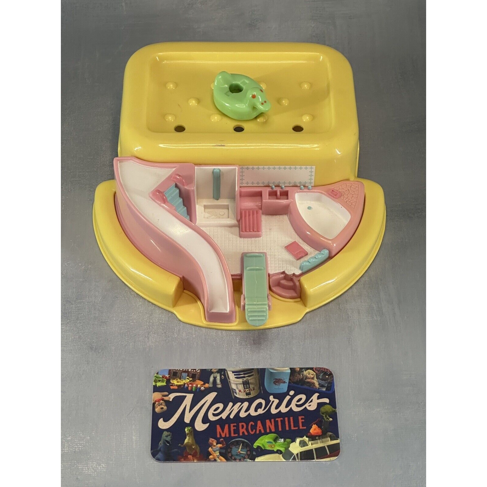 Vintage 1990 Polly Pocket Yellow Bathtime Soap Dish Playset With Duck Float