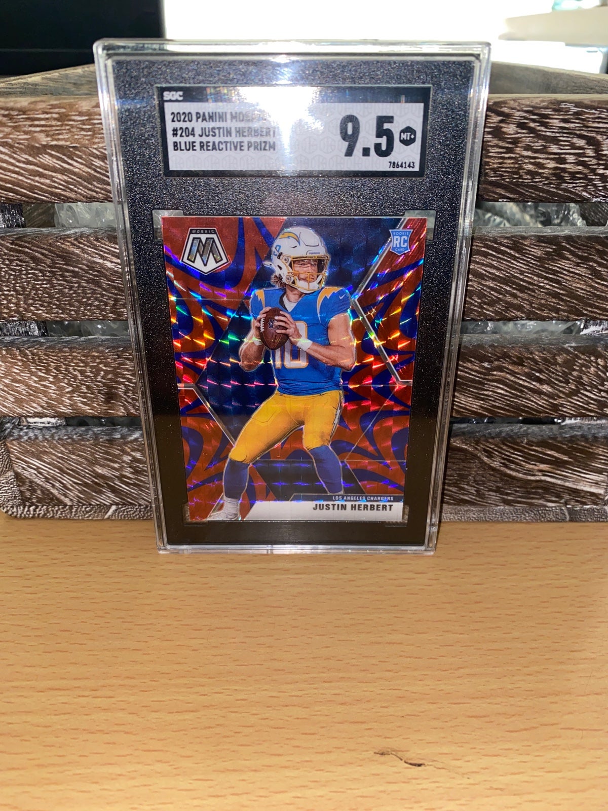 2020 Panini Mosaic Justin Herbert Blue Reactive Rookie Card RC Graded CSG 9.5