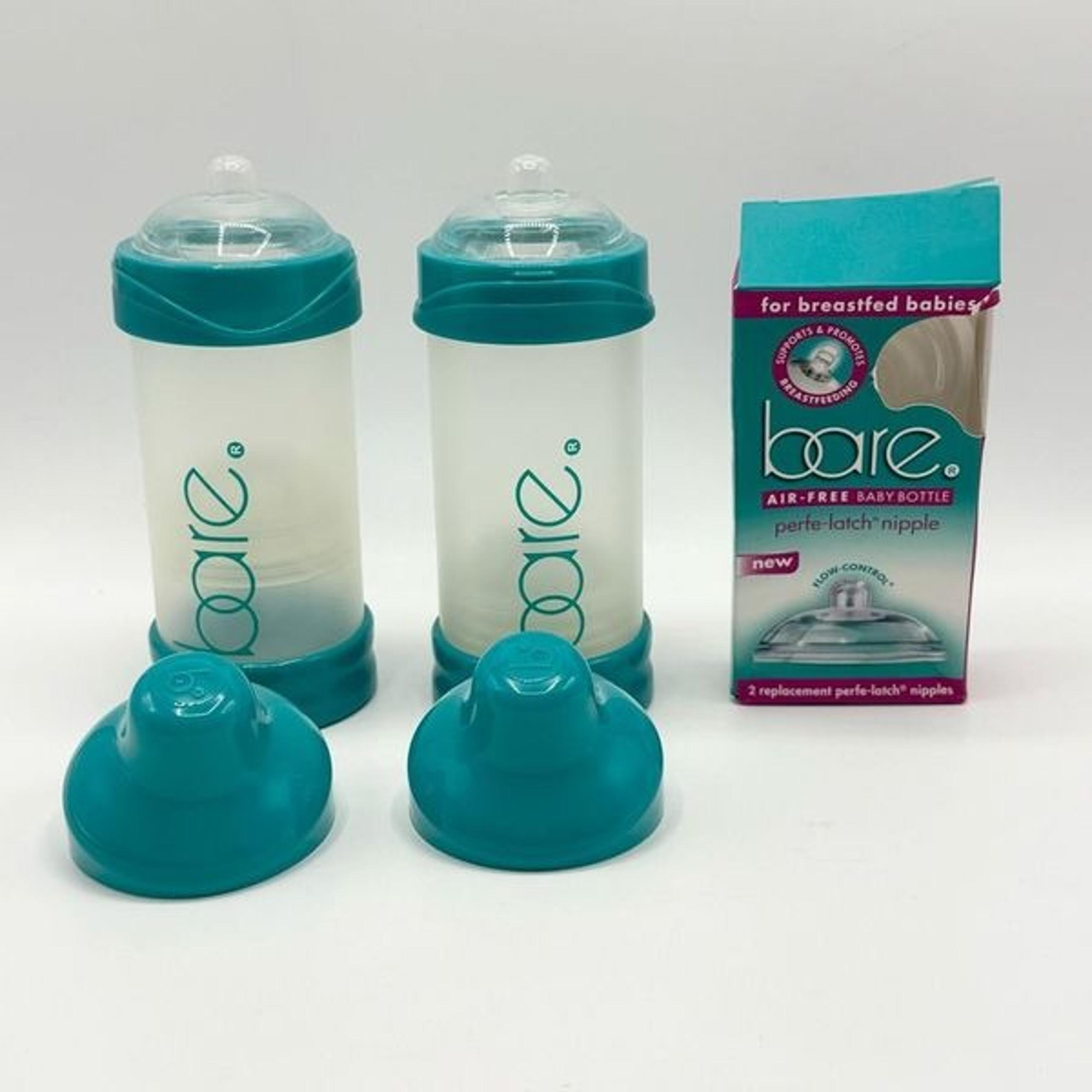 Bare Air Free Bottles Lot Plus New Perfe-Latch Nipples - 8 Ounce / 0-24M