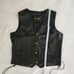 Women's black leather motorcycle vest with side adjustable laces vintage 1907