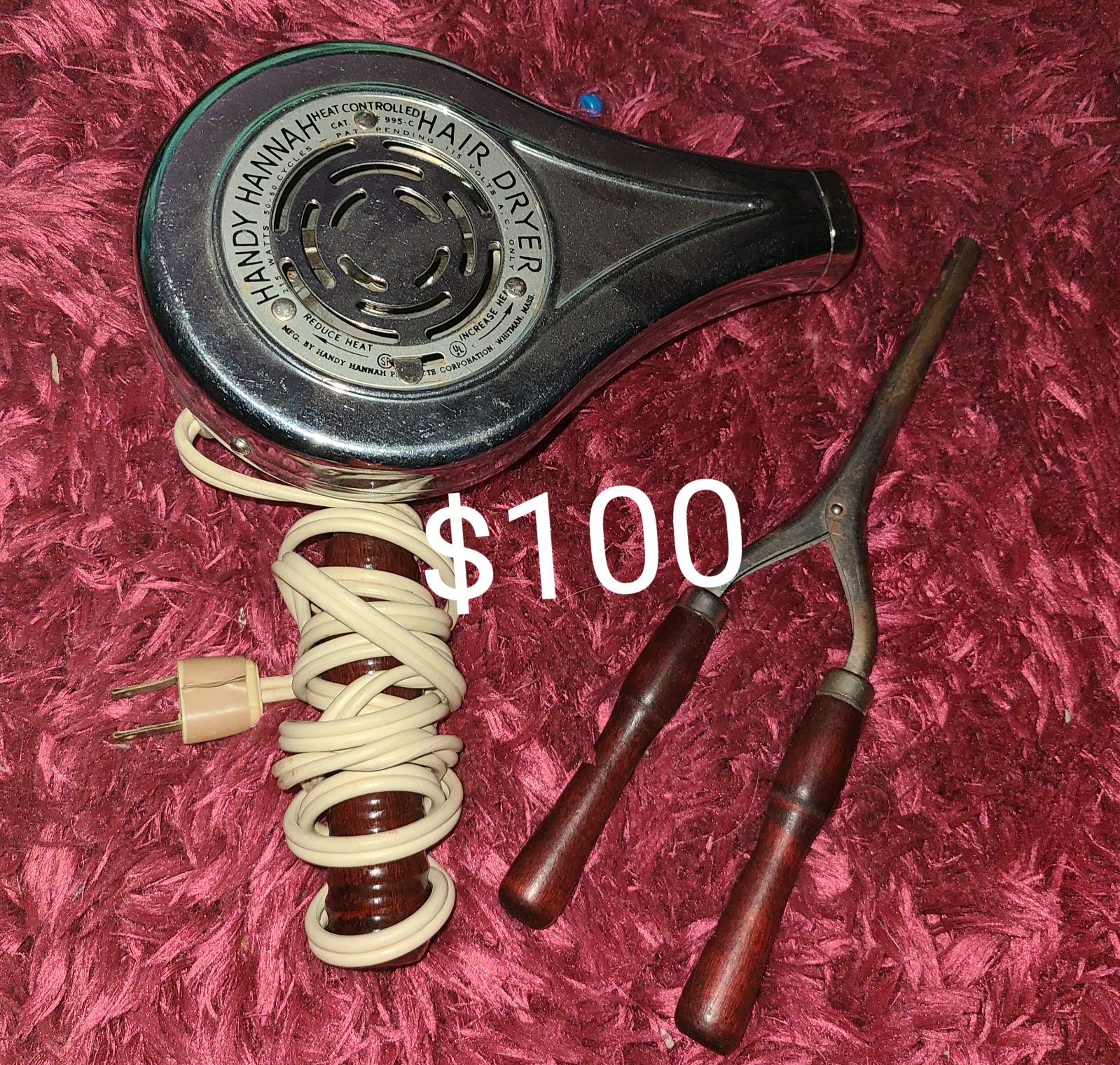 Vintage curling iron and blow dryer