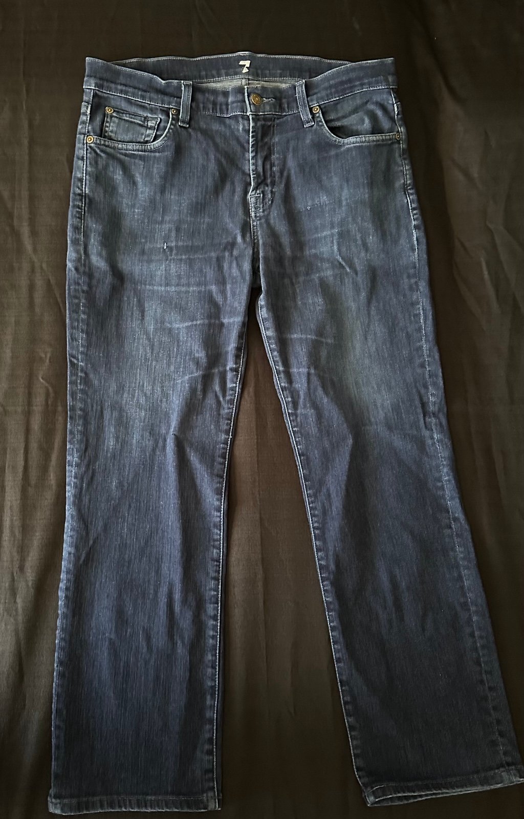 7 For All Mankind Straight Leg Stretch Denim Blue Jeans Mens 34