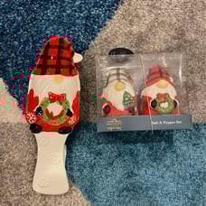 Christmas Gnome Plaid Spoon Rest and Salt and Pepper Shakers