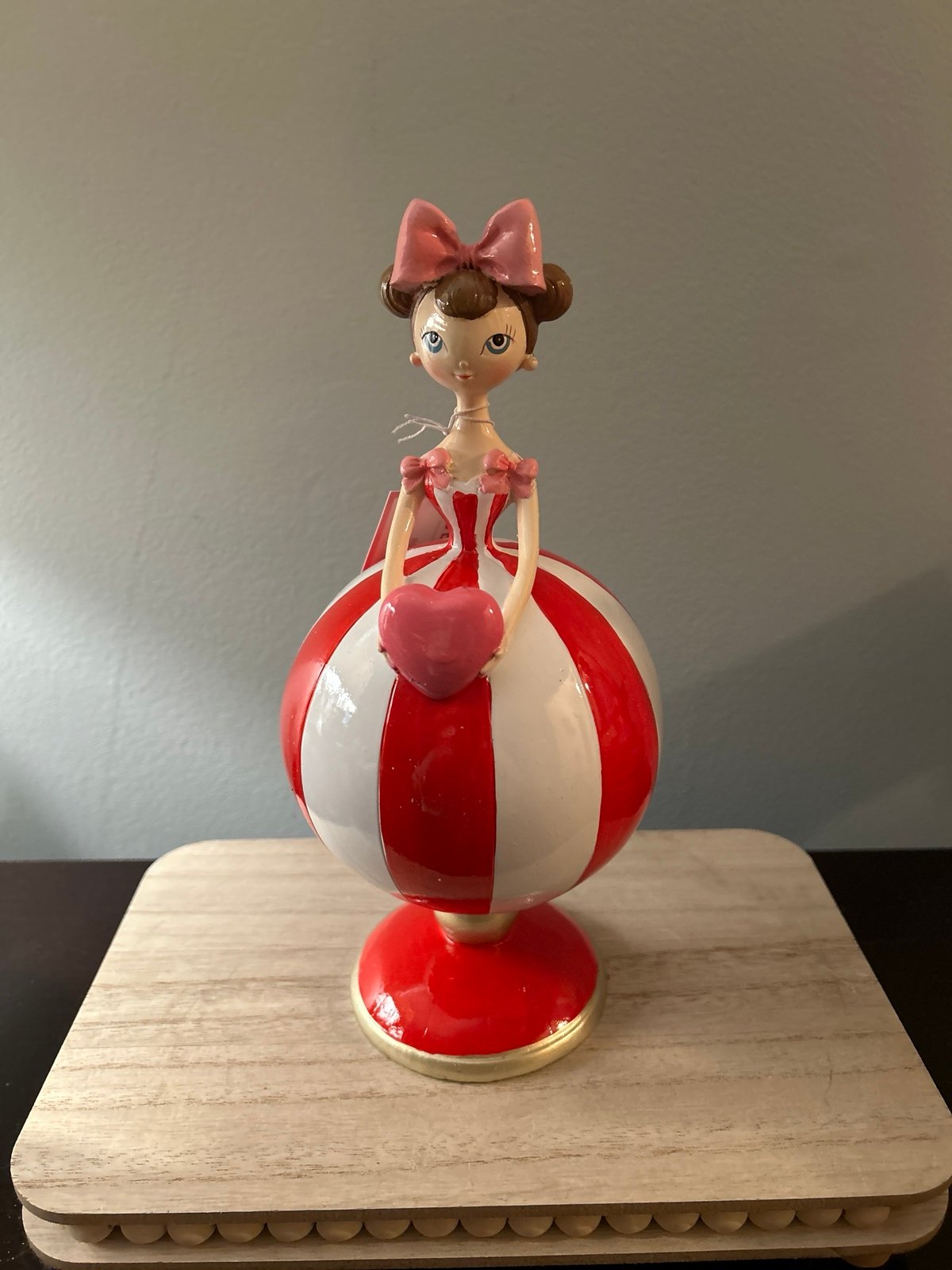 Bella Lux Valentine’s Day Girl With Pink Bow & Striped Dress