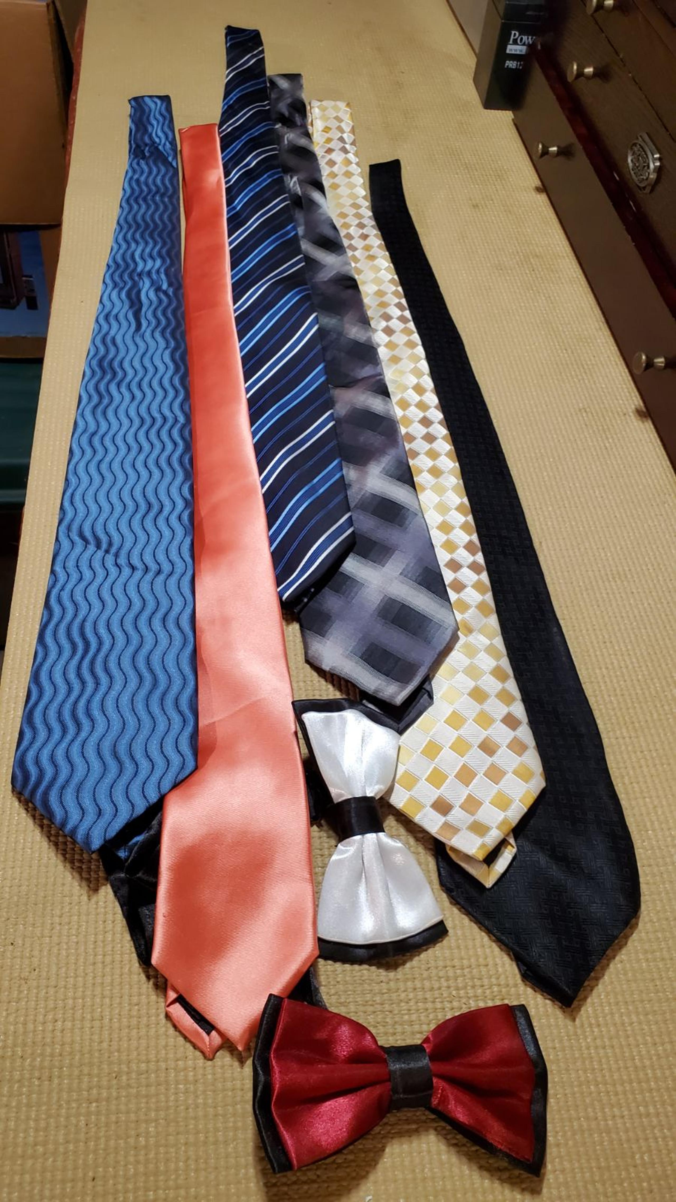 6 Formal Dress Neck Ties 2 Bow Ties