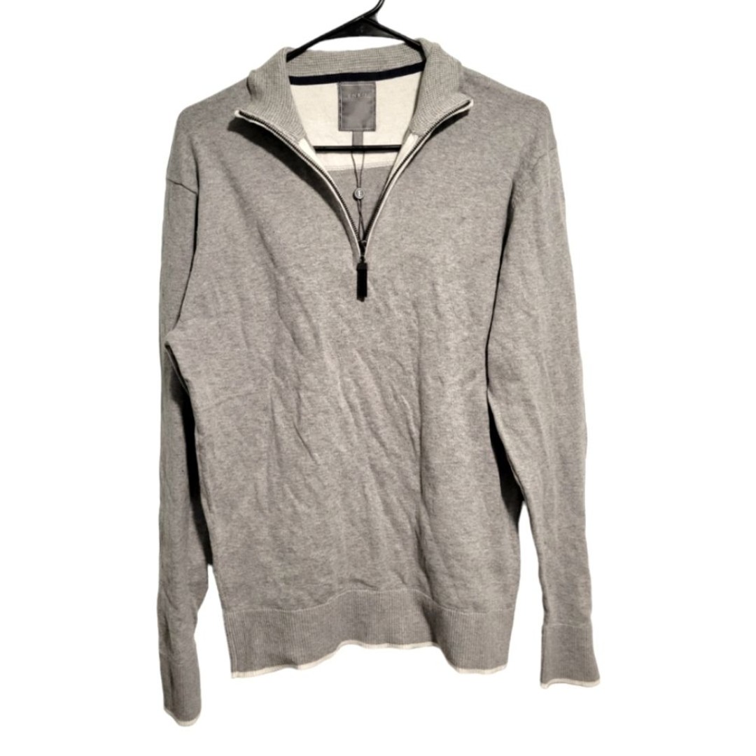 Enro Men's Gray Quarter Zip Pullover Sweater Cotton Cashmere Size Medium NWT