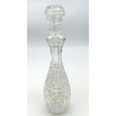 Vtg West German Lead Crystal Clear Hand Cut 15 Liquor Decanter Block Thumbprint