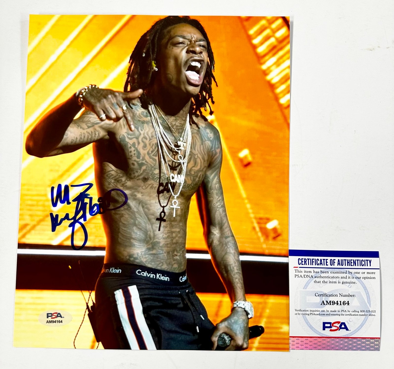 Rapper Wiz Khalifa Signed 8x10 Photo With PSA COA Pittsburgh Black & Yellow Kush