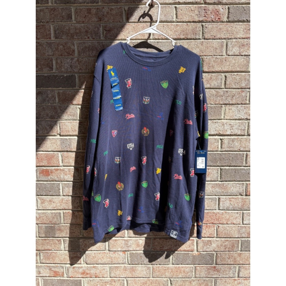 Polo Ralph Lauren Thermal Pep Rally Navy Waffle Knit Sleepwear new nwt