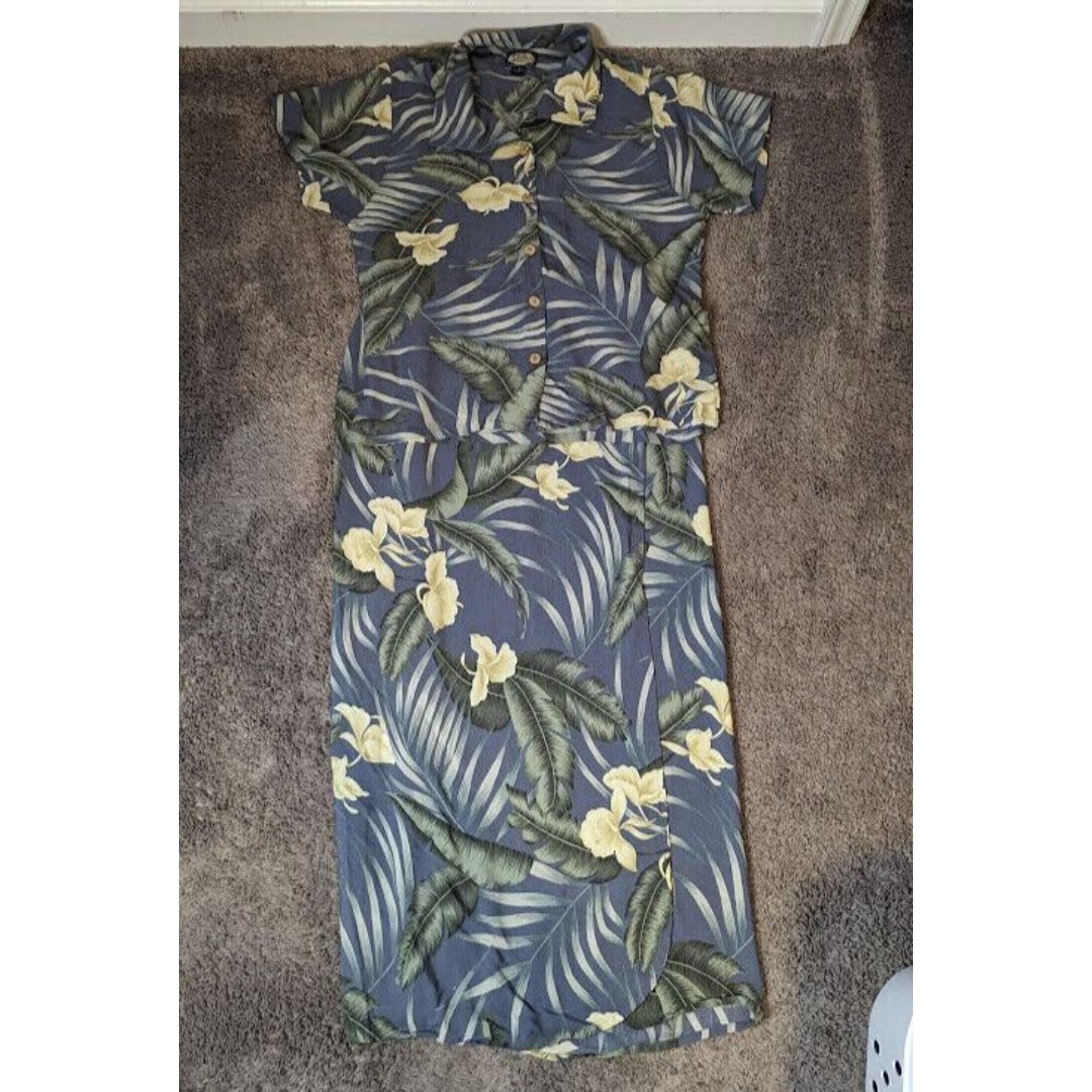 Tommy Bahama Floral Wrap Skirt &Top Set~Top Sz M & Midi Wrap Skirt Sz L