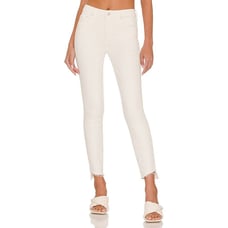 Mother The Looker ankle step fray exposed secret service white jeans womens 27