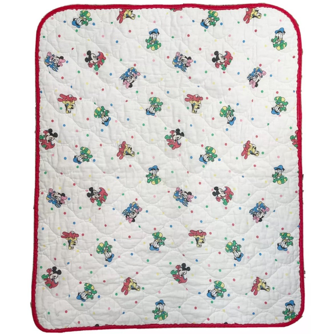 Vtg Dundee Baby Mickey Minnie Crib Comforter Quilt Blanket Disney Pluto Donald