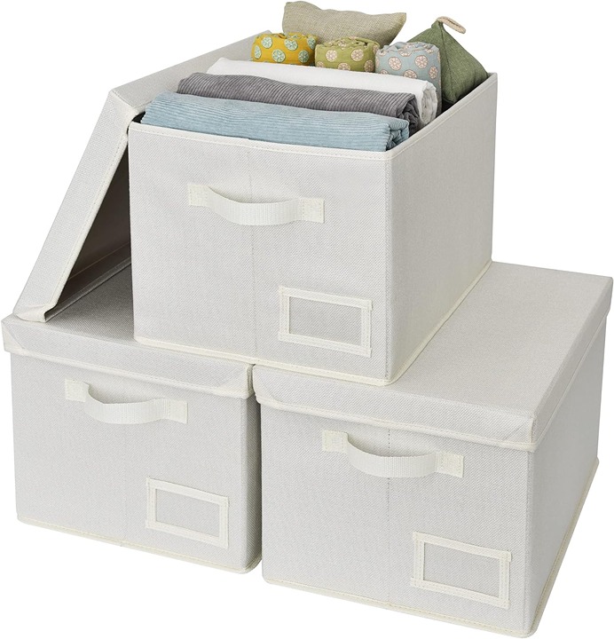 3-Pack Large Storage Bins with Lids for Bedroom