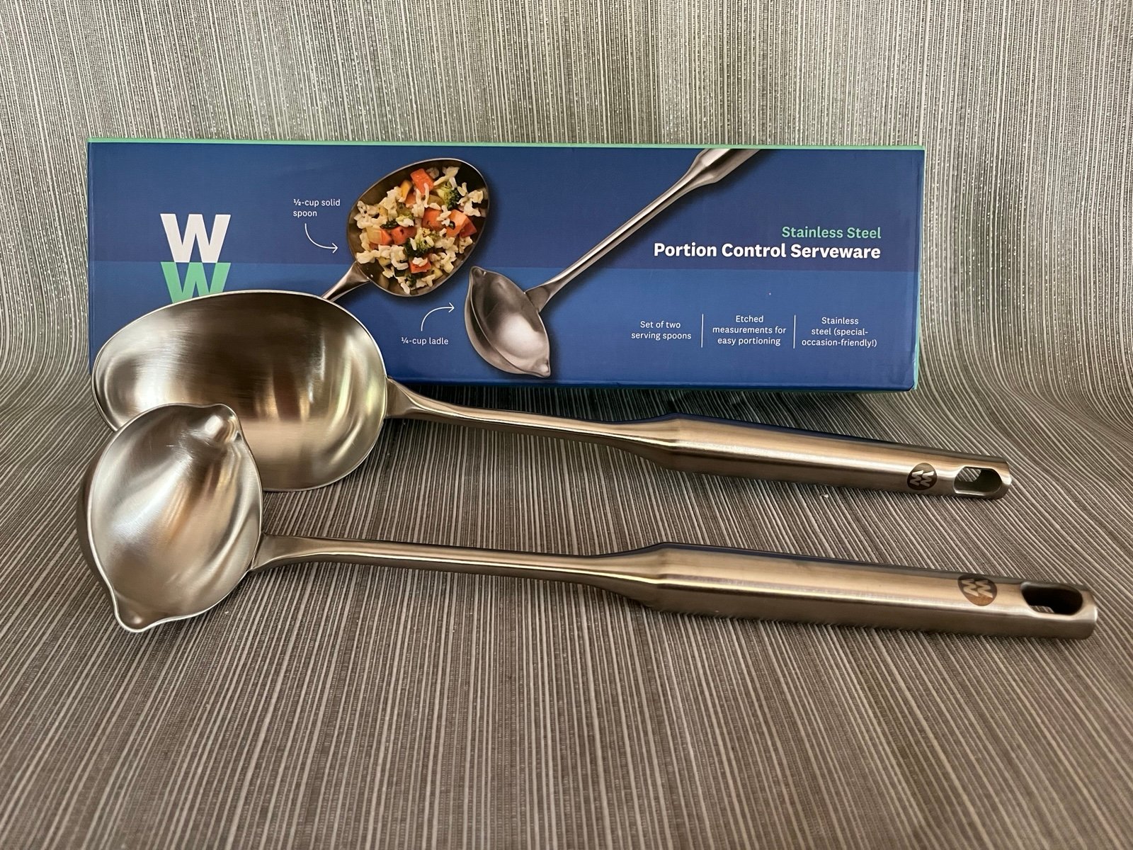 Weight Watchers Stainless Steel Portion Control Set Ladle 1/4 C, Spoon 1/2 C NEW