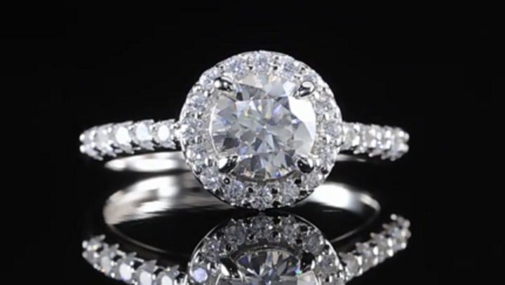 4.5 ct Total Weight, 18k Plated, 925 Silver Moissanite Gemstone Halo Ring