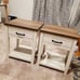 Charming Farmhouse Nightstand,Oak Top Rectangular End Tables ,Set of 2 in IVORY