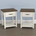 Charming Farmhouse Nightstand,Oak Top Rectangular End Tables ,Set of 2 in IVORY