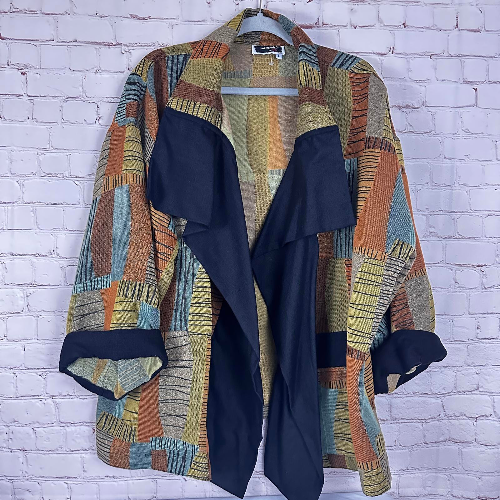 Japanalia Multicolored Oversized Jacket Women's Size L Lagen Look Open
