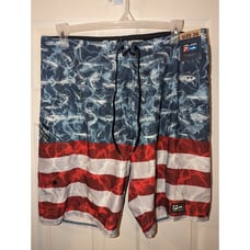 Pelagic Sharkskin American Flag Board Shorts Mens 36 Swim Trunks Surf