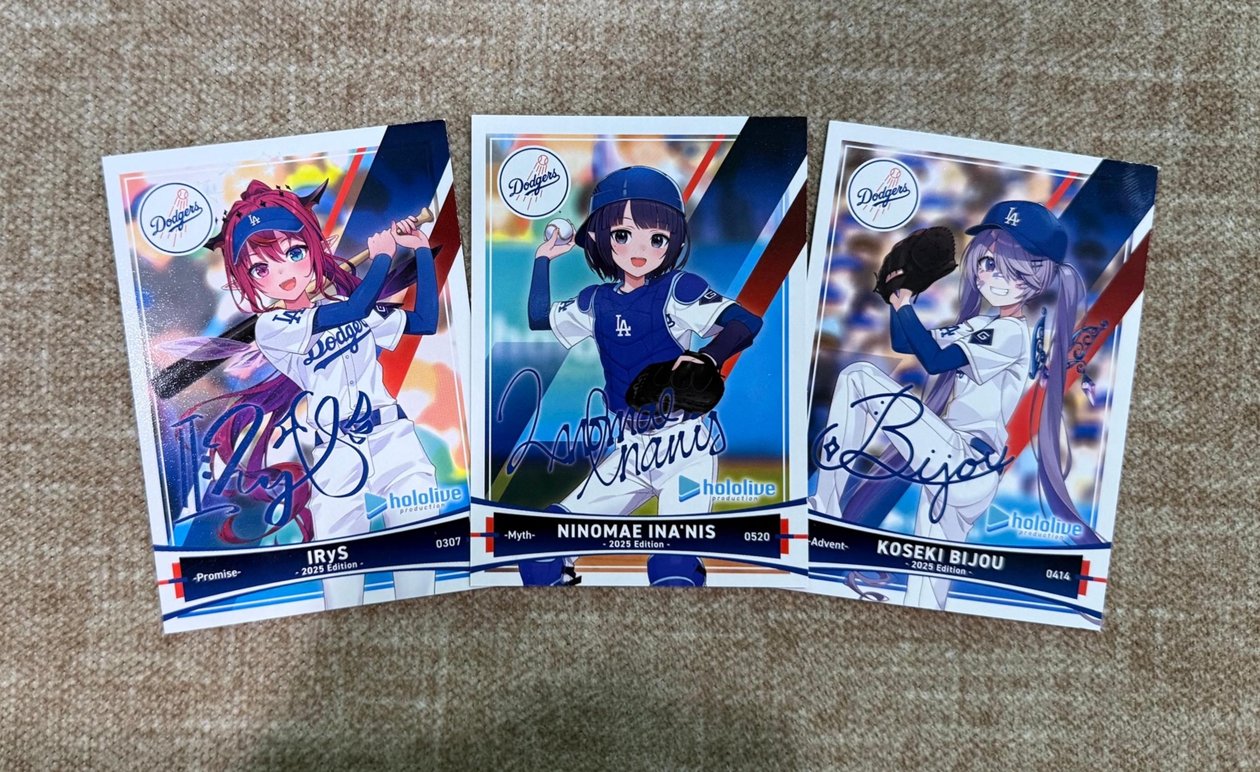 Dodgers x hololive baseball cards - 3 card Set SEALED