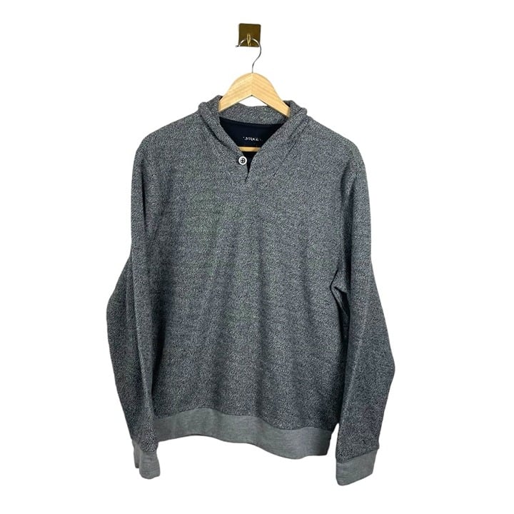 Untuckit Men’s Shawl Collar Pullover Sweater in Grey Heather Size L