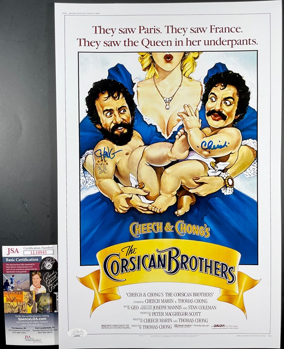 Cheech & Chong Signed The Corsican Brothers 11x17 Poster Autograph JSA COA