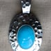 Turquoise 925 Silver Hammered Pendant