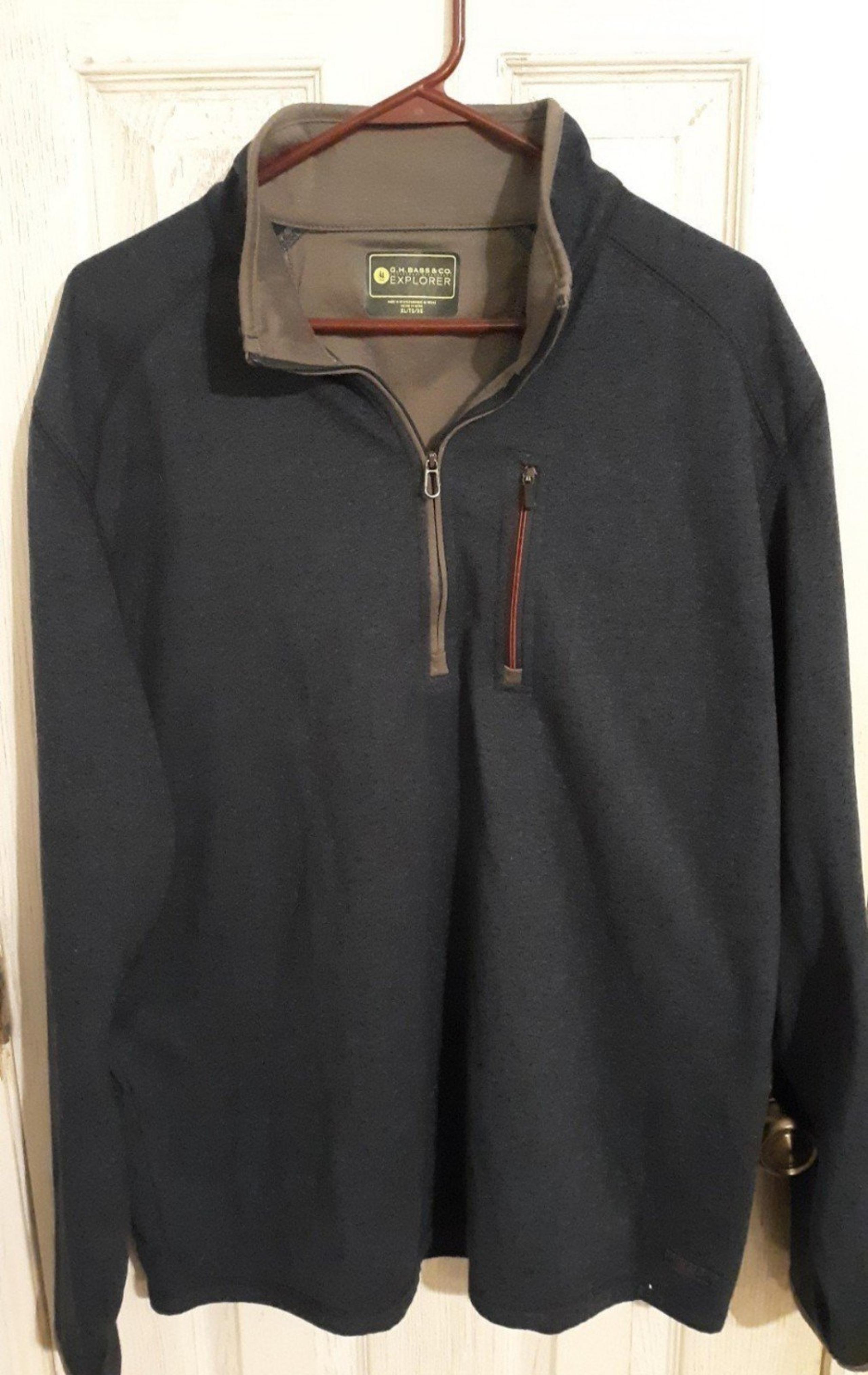 G.H. Bass Mens Blue XL Explorer Quarter Zip Pullover Sweater