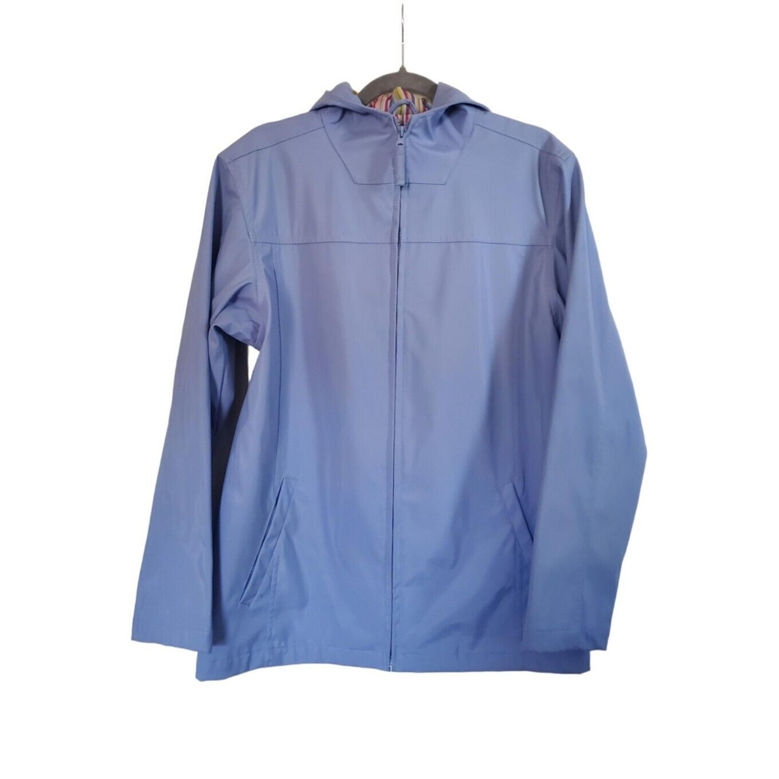 Vintage Misty Harbor Rain Jacket Lavender Pastel Striped Lining Full Zip, Medium