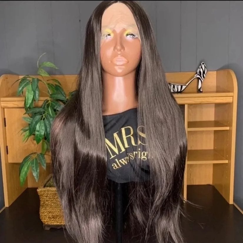 New 32inch Jet Black Synthetic Lace Front Wig