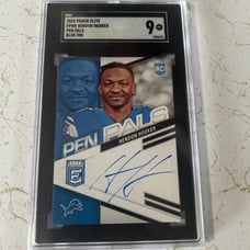 2023 Donruss Elite Pen Pals Hendon Hooker Blue Ink Rookie Auto SGC 9 Lions